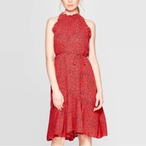 Baby leopard cardinal red ruffle dress
